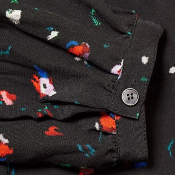 NWT DEREK LAM 10 Crosby Evadne Floral Tie Front Blouse Black Size 2 - Picture 4 of 14